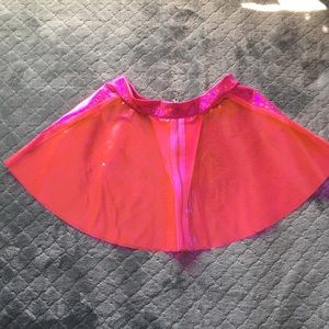 Pink Clear Vinyl Skirt with Zipper.